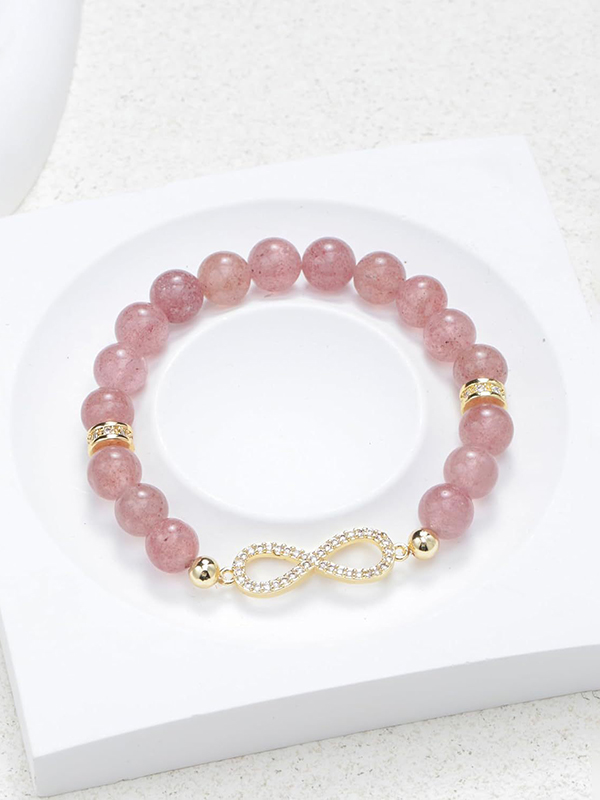 Natural Lepidolite Bracelet Infinity Zircon Charm Beaded Spiritual Healing Crystal Jewelry