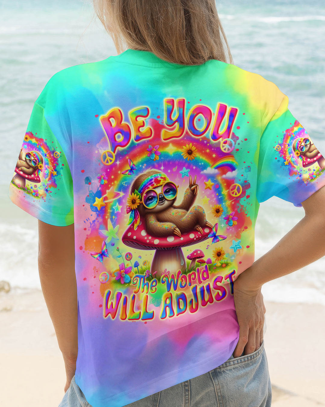 BE YOU THE WORLD WILL ADJUST SLOTH ALL OVER PRINT  - TLTR2104254