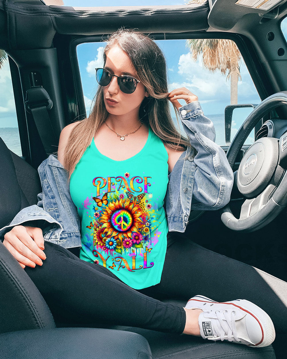 PEACE Y'ALL SUNFLOWER ALL OVER PRINT - TLTW0908243