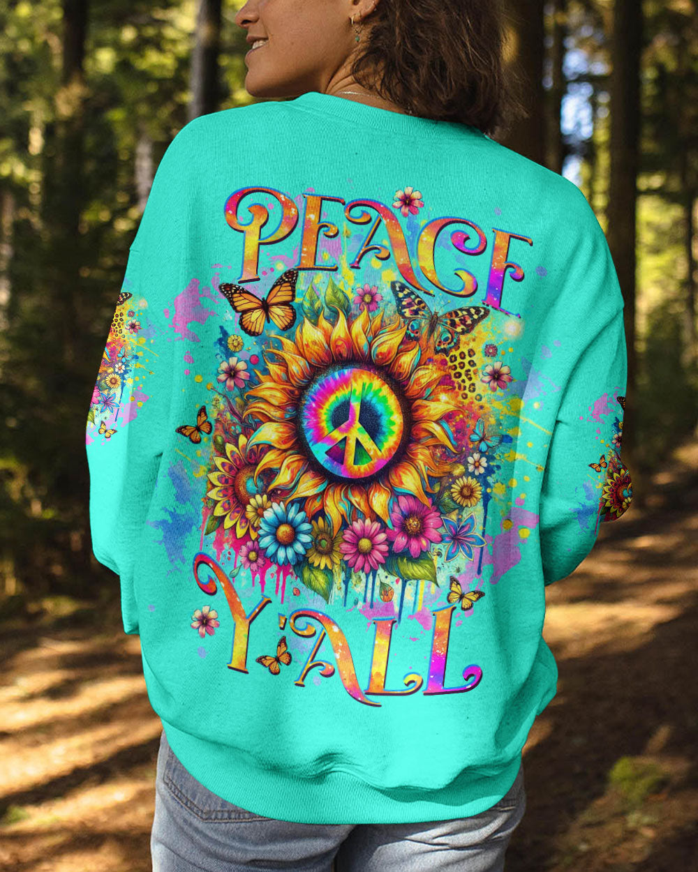 PEACE Y'ALL SUNFLOWER ALL OVER PRINT - TLTW0908243