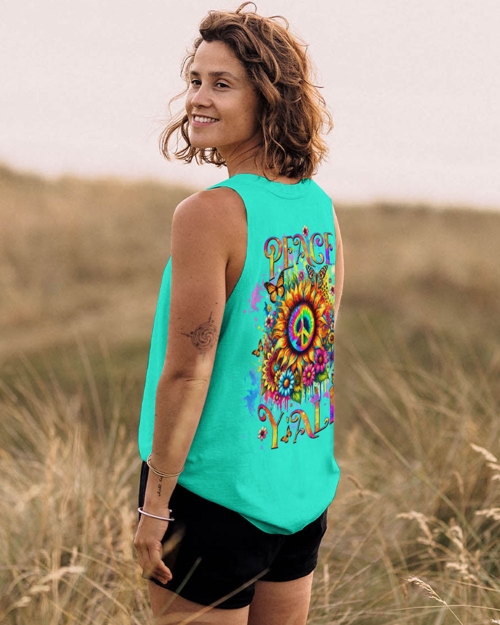 PEACE Y'ALL SUNFLOWER ALL OVER PRINT - TLTW0908243
