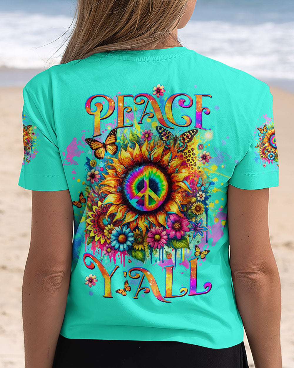 PEACE Y'ALL SUNFLOWER ALL OVER PRINT - TLTW0908243