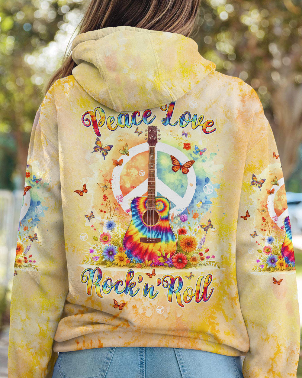 PEACE LOVE ROCK'N ROLL GUITAR ALL OVER PRINT - TLTW2705245