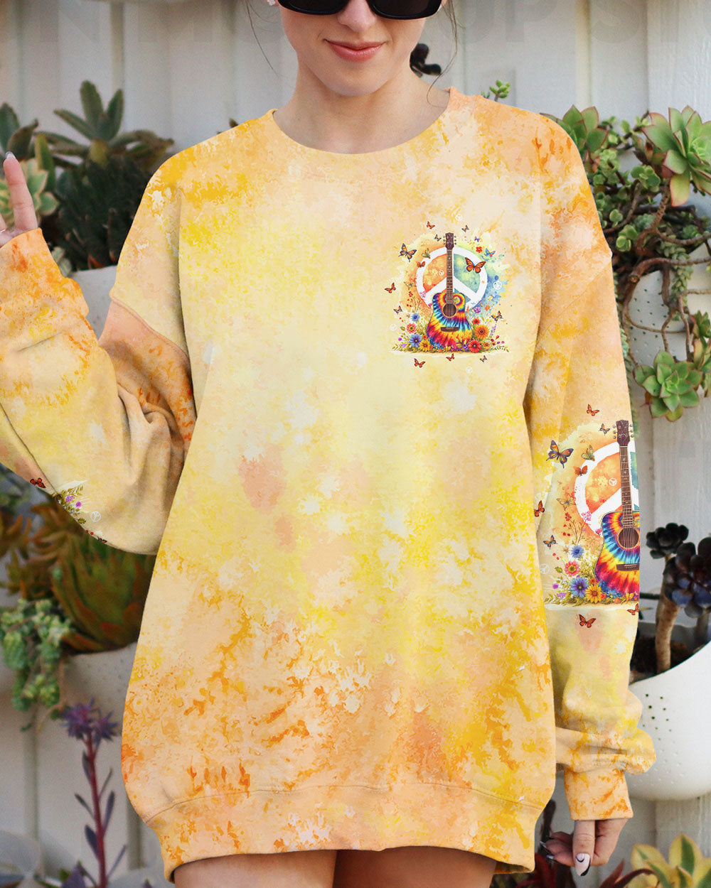 PEACE LOVE ROCK'N ROLL GUITAR ALL OVER PRINT - TLTW2705245