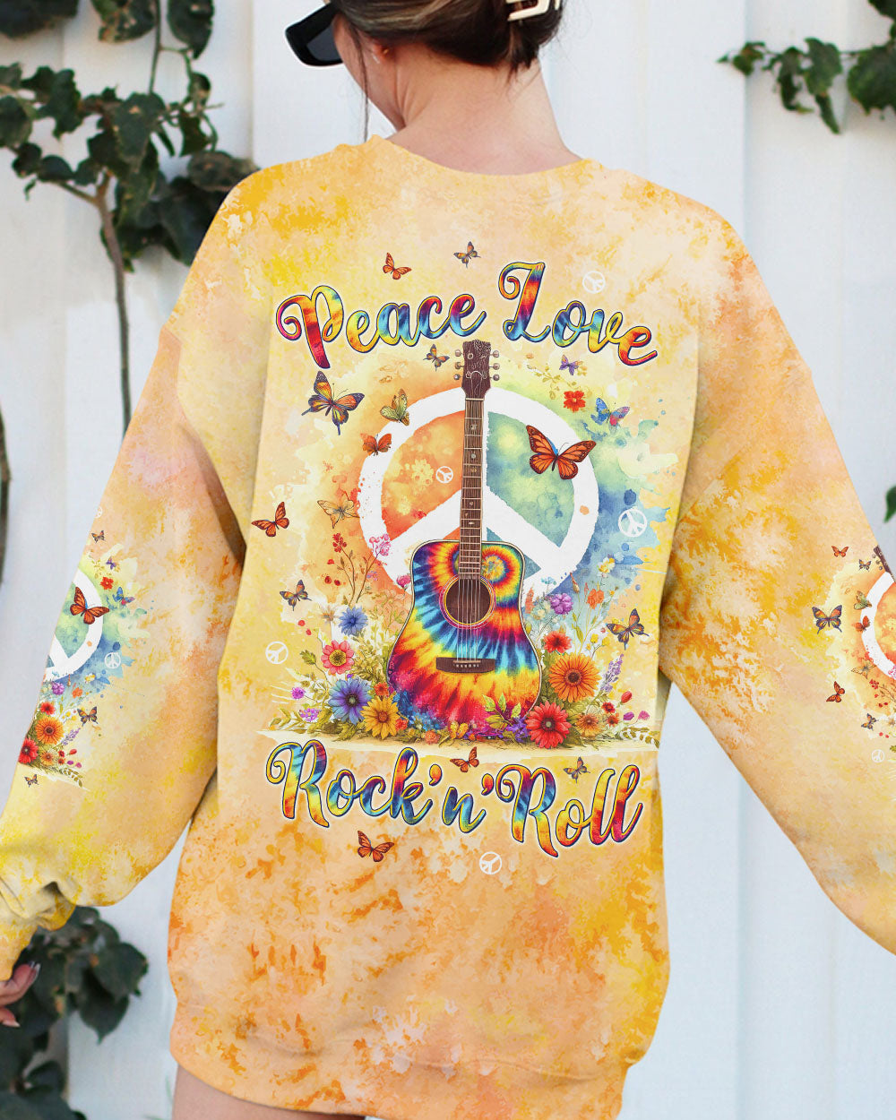 PEACE LOVE ROCK'N ROLL GUITAR ALL OVER PRINT - TLTW2705245