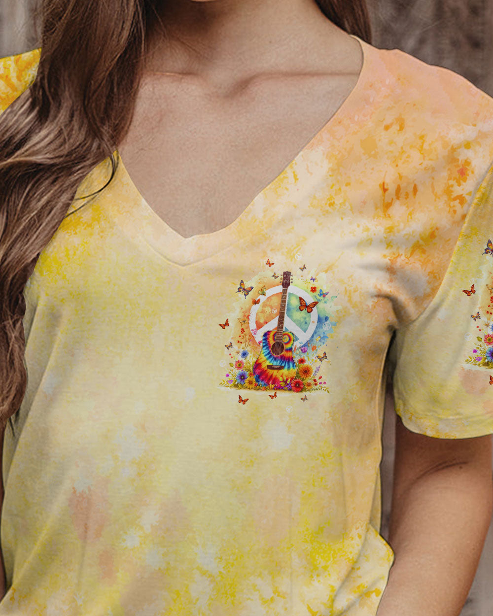 PEACE LOVE ROCK'N ROLL GUITAR ALL OVER PRINT - TLTW2705245