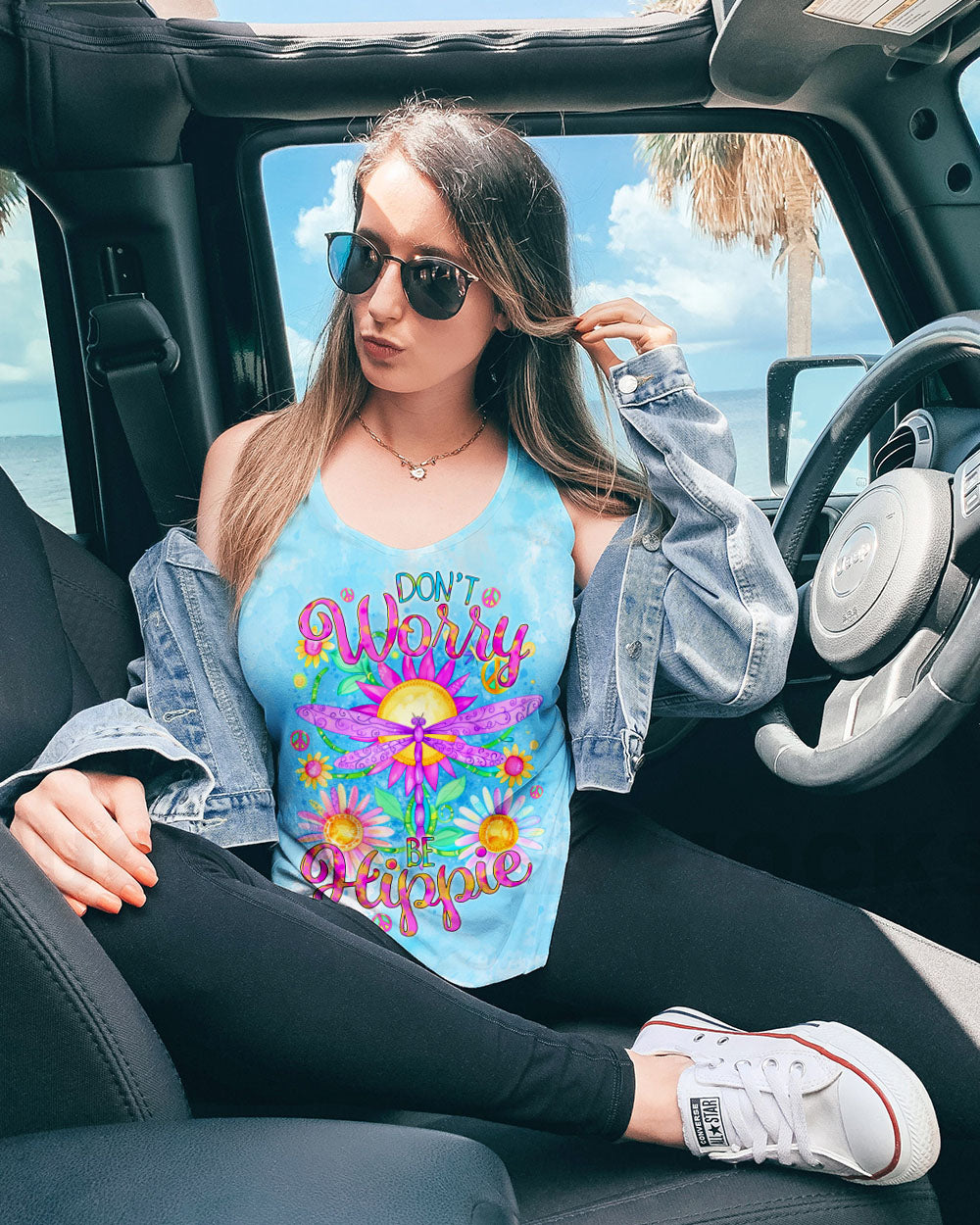 DON'T WORRY BE HIPPIE DRAGONFLY ALL OVER PRINT - TYTD2307243