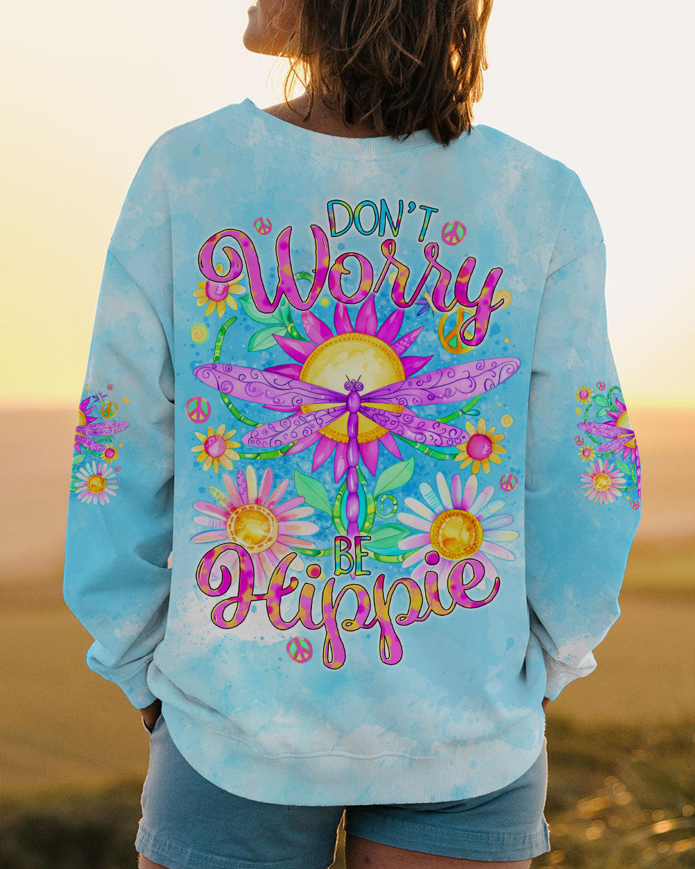 DON'T WORRY BE HIPPIE DRAGONFLY ALL OVER PRINT - TYTD2307243