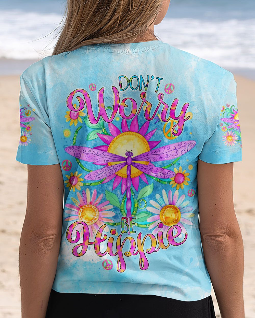 DON'T WORRY BE HIPPIE DRAGONFLY ALL OVER PRINT - TYTD2307243