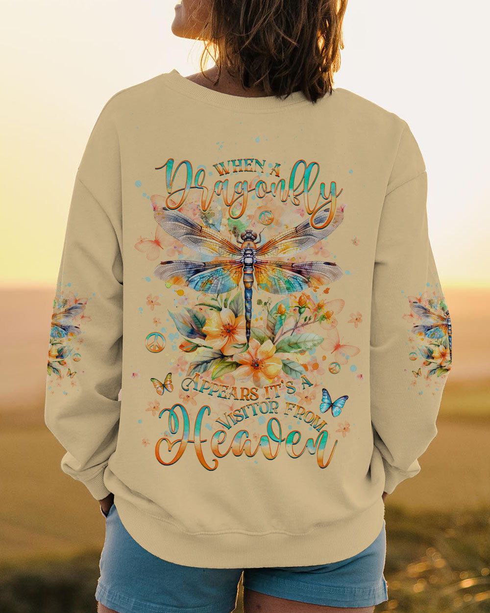 WHEN A DRAGONFLY APPEARS IT'S A VISITOR FROM HEAVEN ALL OVER PRINT - YHHG1704243