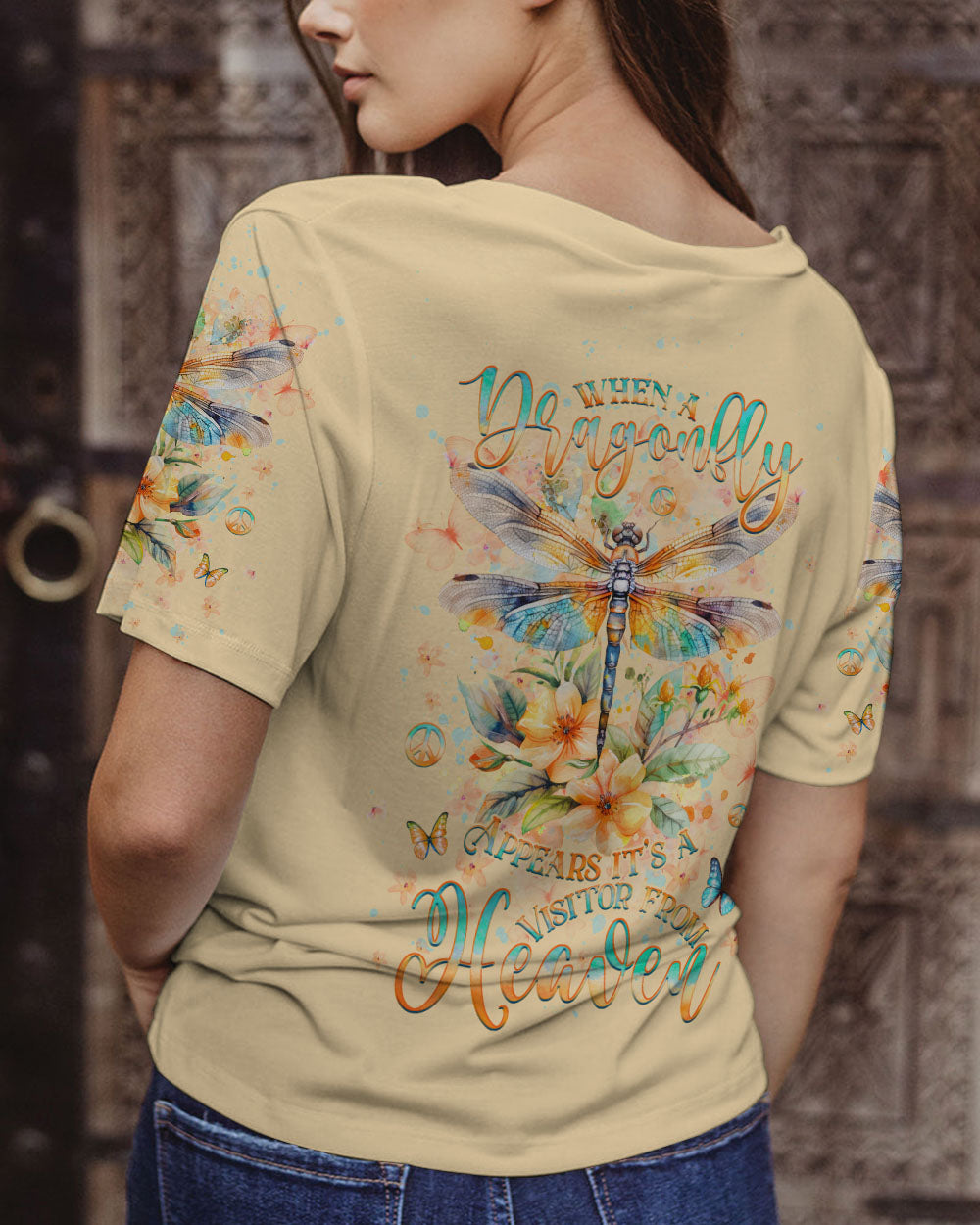 WHEN A DRAGONFLY APPEARS IT'S A VISITOR FROM HEAVEN ALL OVER PRINT - YHHG1704243