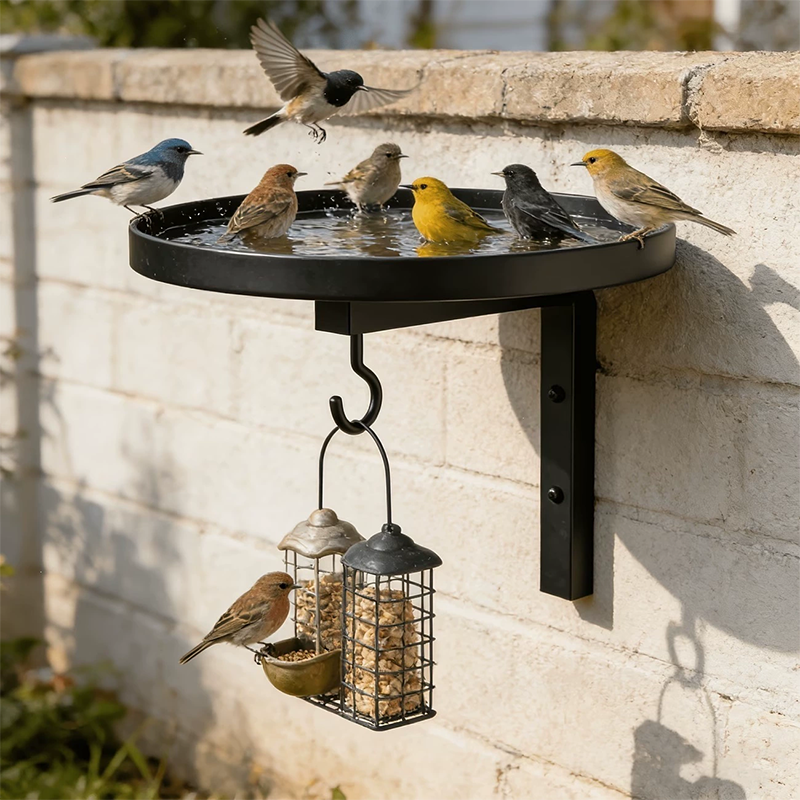 Wall-Mounted Metal Bird Bath Basin