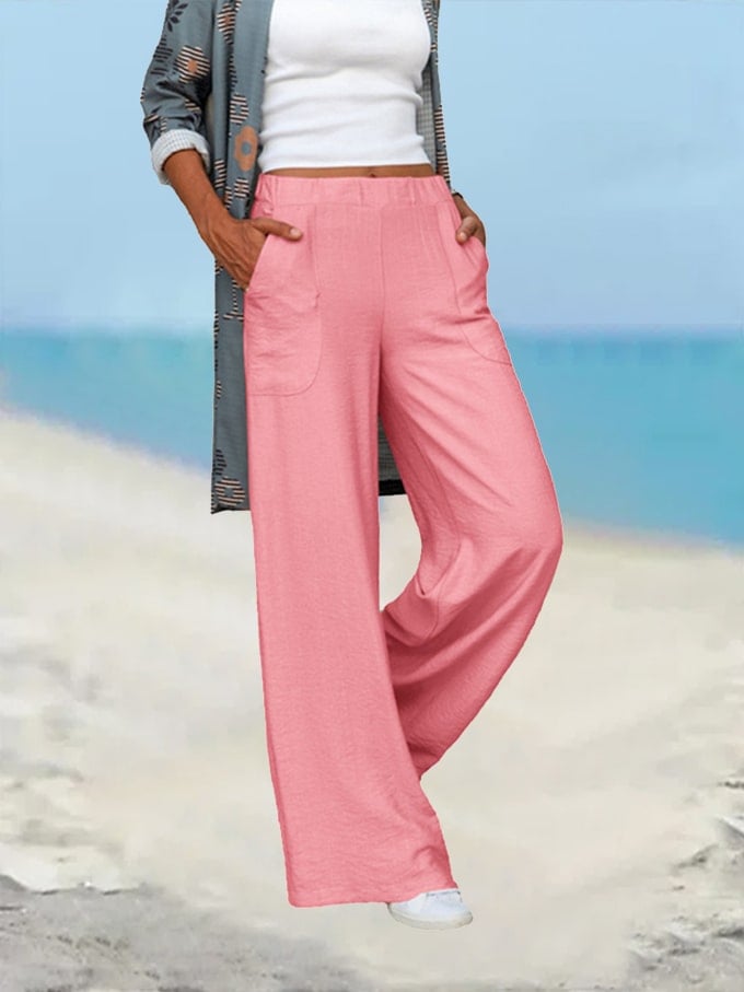 Women's Loose Casual Side Pocket Wide Leg Pants