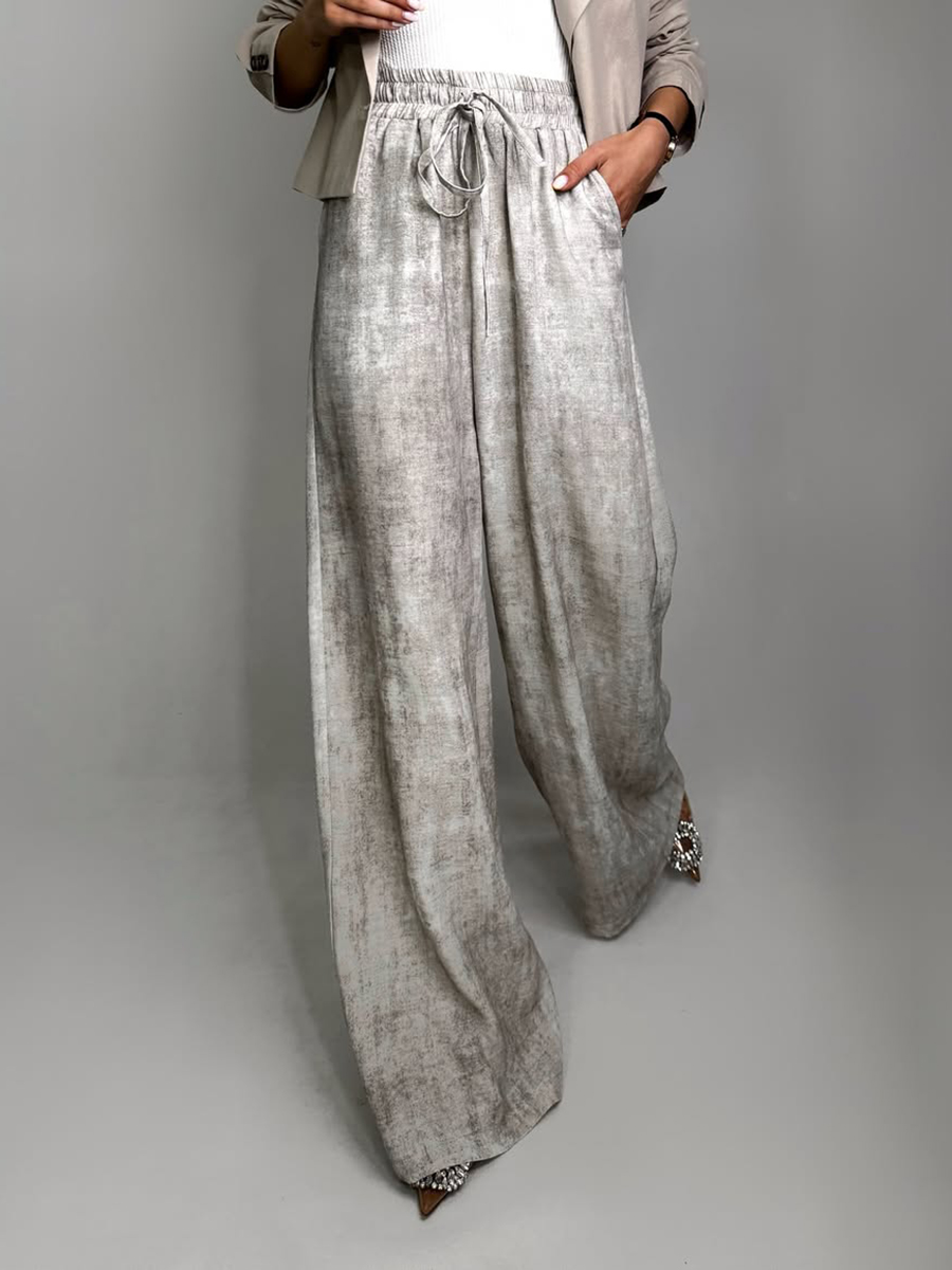 Women's Tie-dyed Cotton and Linen Straight Pants
