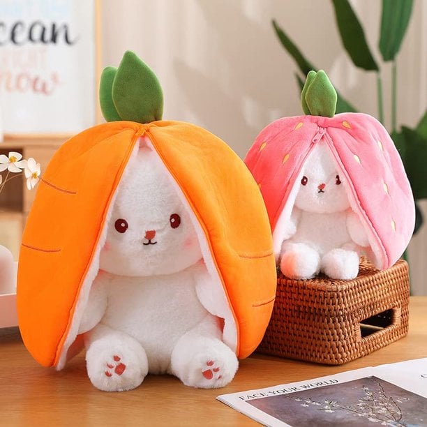 Statisticsm Strawberry Bunny Transformed into Little Rabbit Fruit Doll Plush Toy