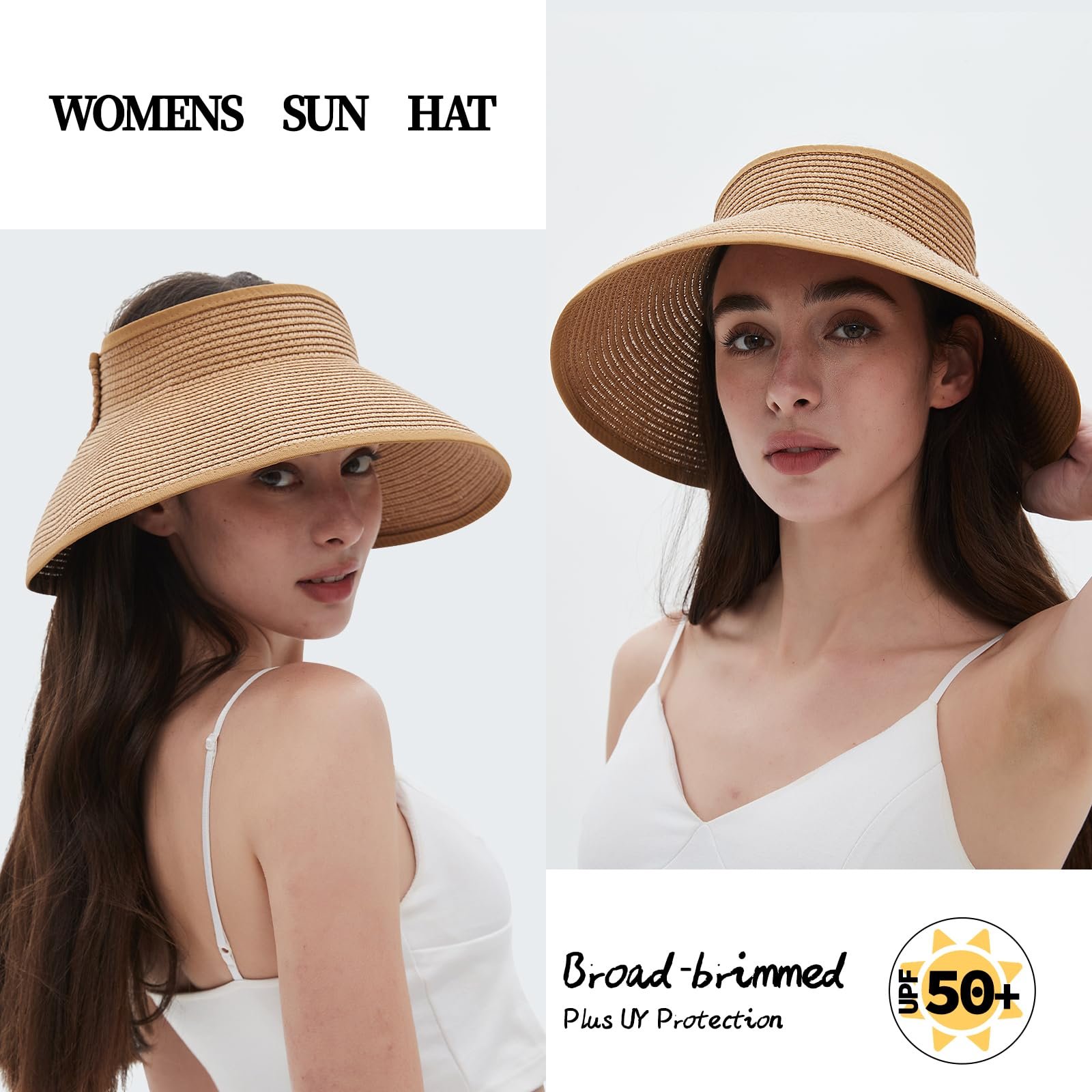🔥LAST DAY 49% OFF - Women's 2024 Summer Solid Color Bow Design Wide Brim Straw Hat