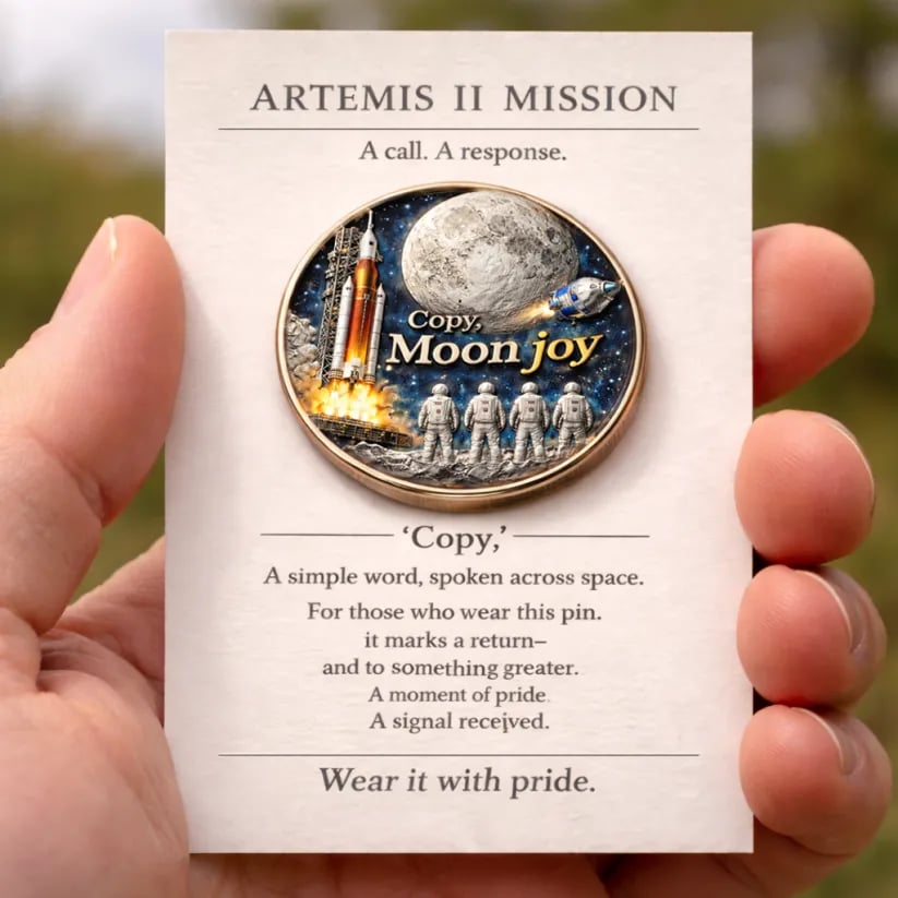 Artemis II Mission "Copy, Moon Joy" Enamel Pin