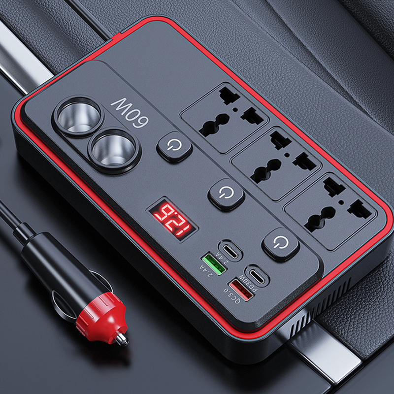 🚗 Multifunctional Car Charger with AC Outlets & USB 🔌