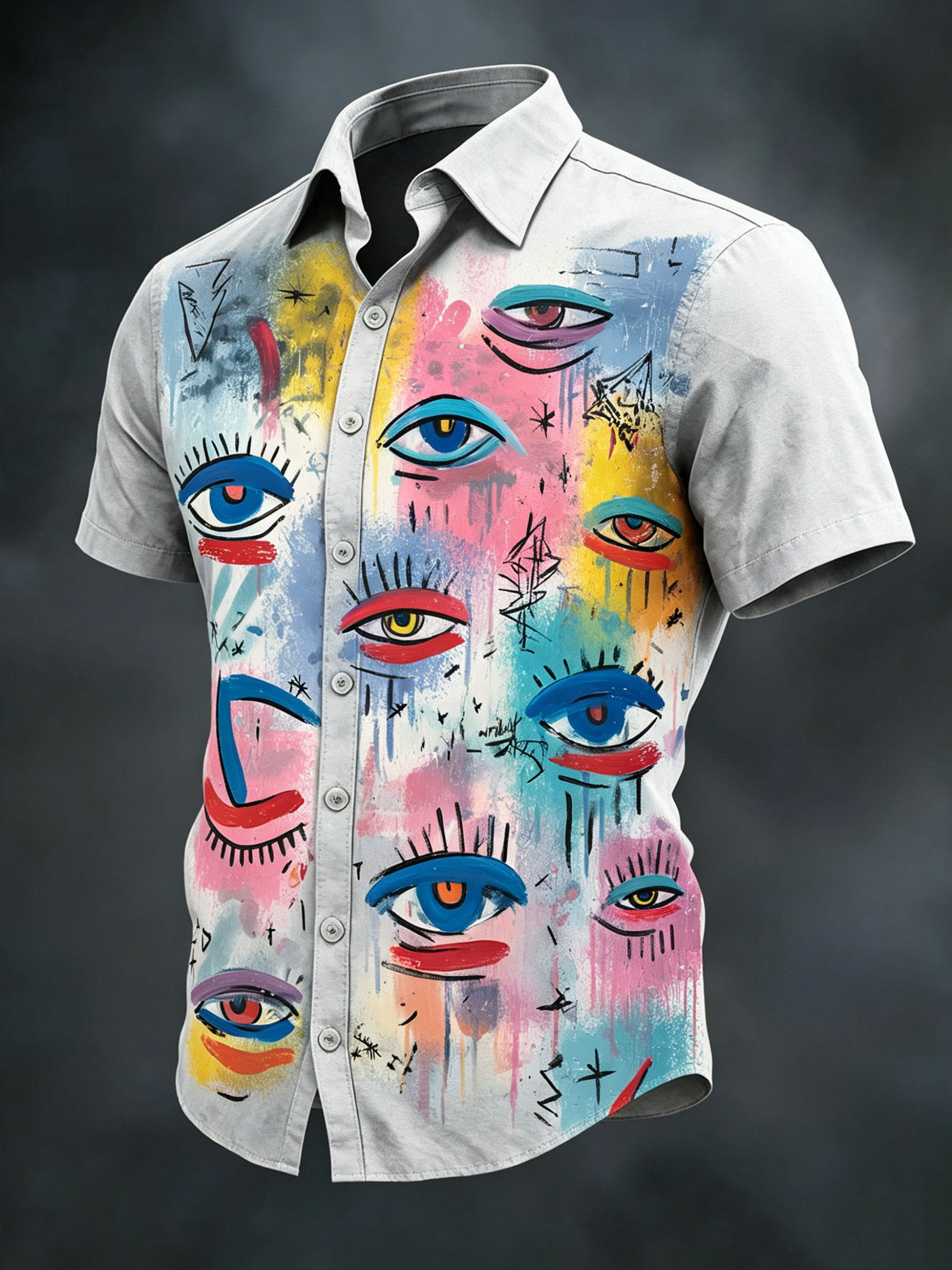 Men's Abstract Eye Graffiti Art Print Shirt
