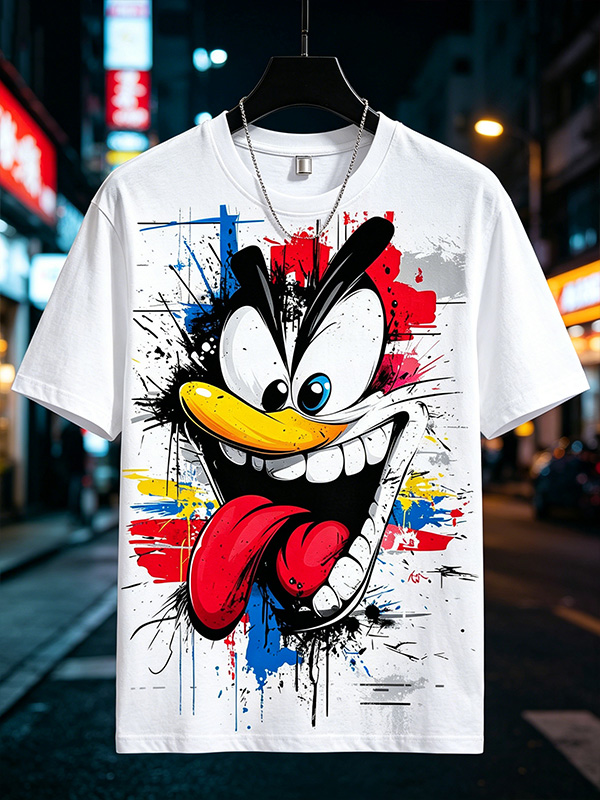 Men's Fun Cartoon Character Graffiti Print Casual T-Shirt