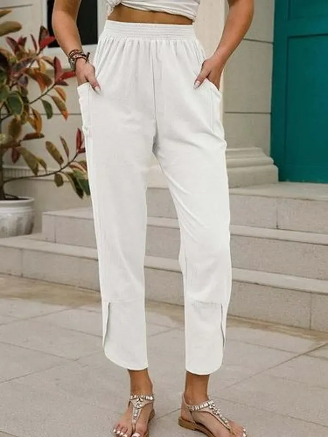 Women's Pure Color Casual Cotton Pants
