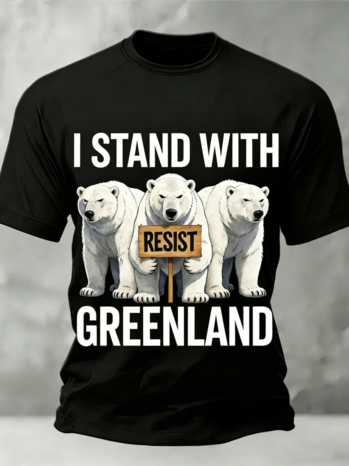 Men's I Stand With Greenland Print Cotton Casual T-Shirt
