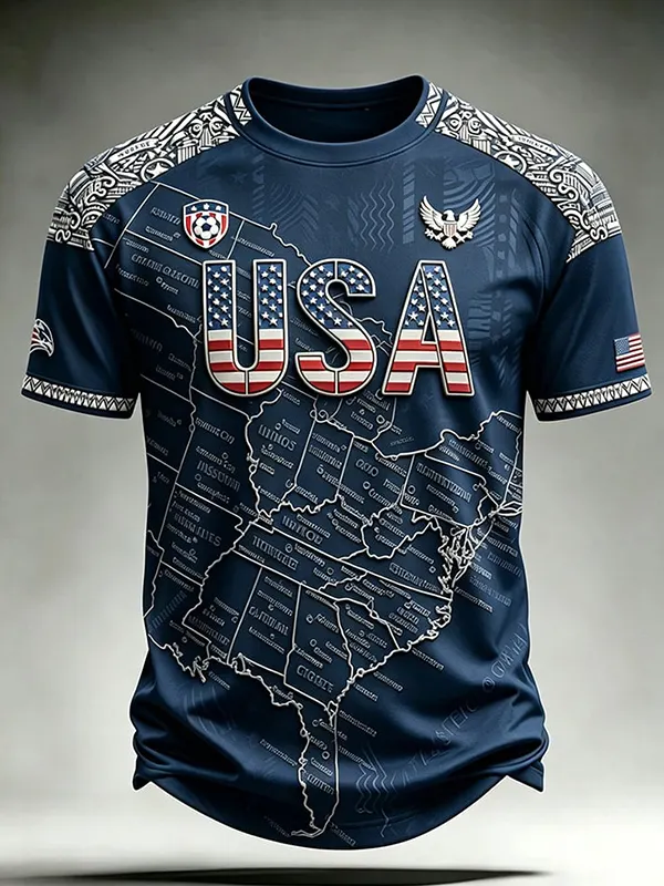Men's USA Soccer Print Casual T-Shirt