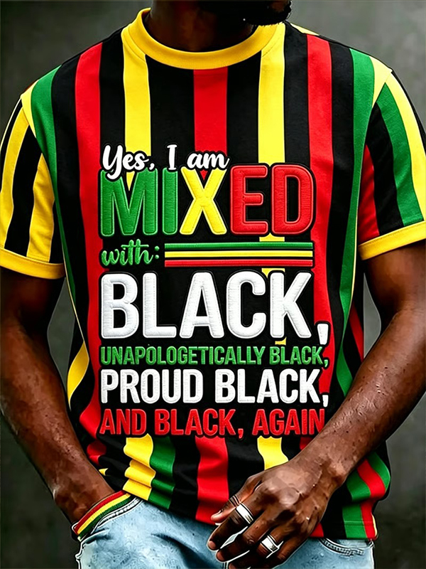 Men's Yes I Am Mixed With Black Proud Black Art Print T-Shirt