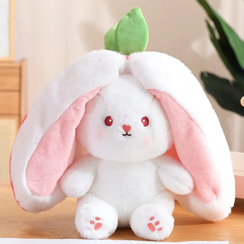 Statisticsm Strawberry Bunny Transformed into Little Rabbit Fruit Doll Plush Toy