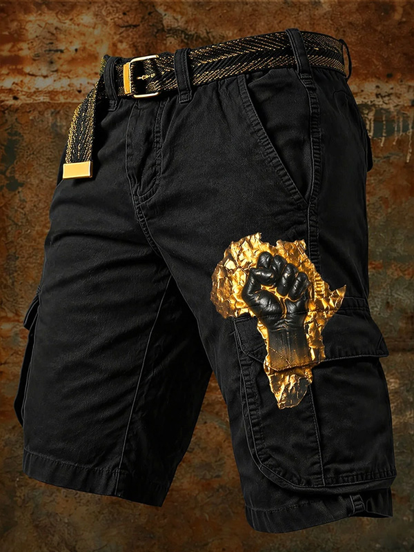 Men's Retro Ethnic Art Print Denim-Like Casual Shorts