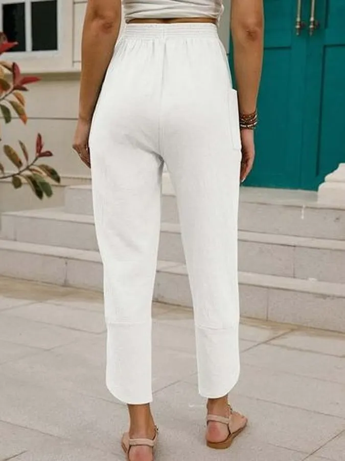 Women's Pure Color Casual Cotton Pants