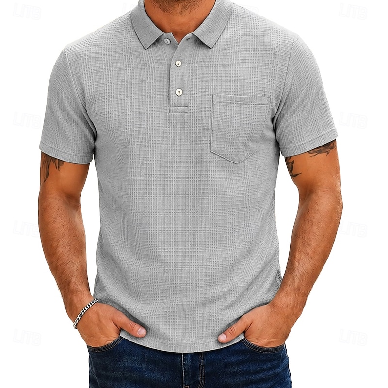 Men's Linen Polo Shirt - Classic Vacation Short Sleeve