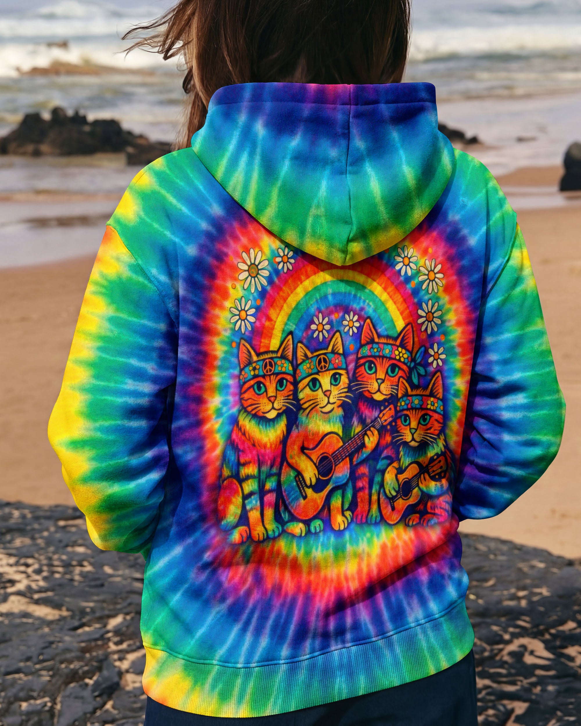 HIPPIE CAT RAINBOW  SWIRL ALL OVER PRINT - TLTW2601261