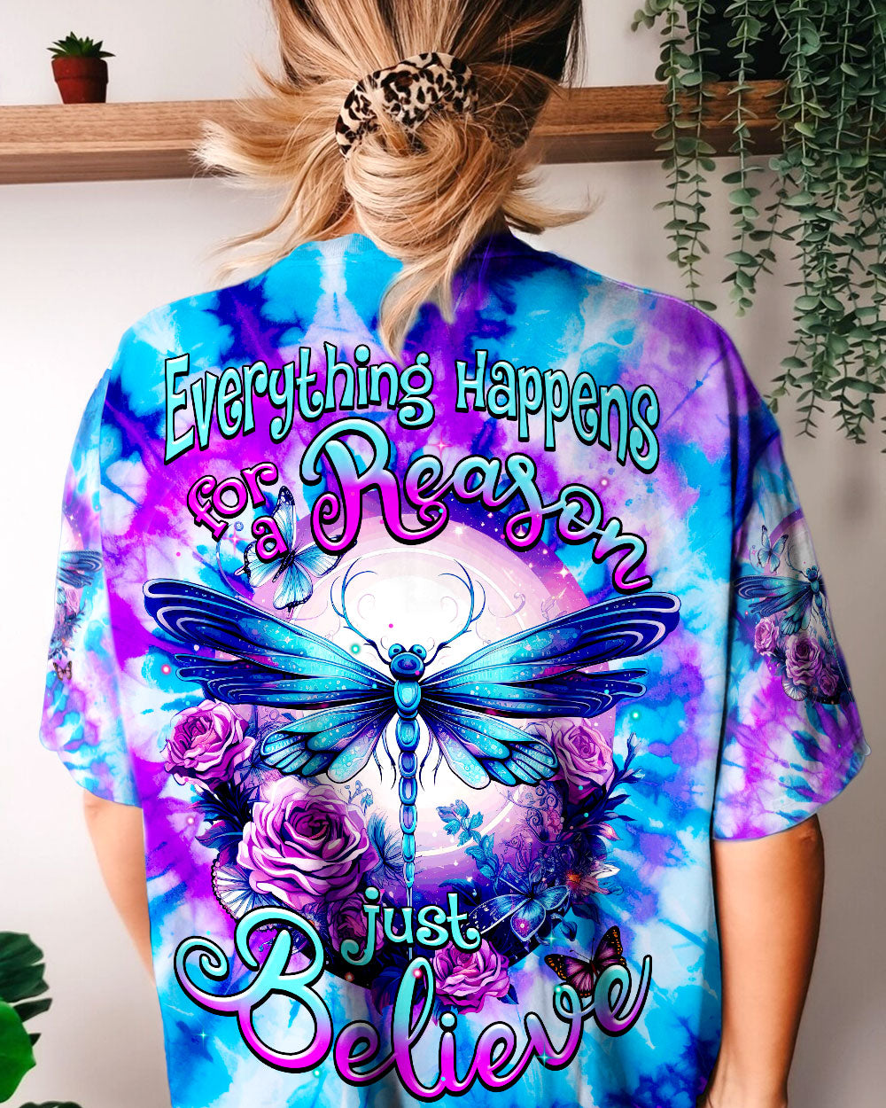JUST BELIEVE DRAGONFLY TIE DYE ALL OVER PRINT - TYTM0108231