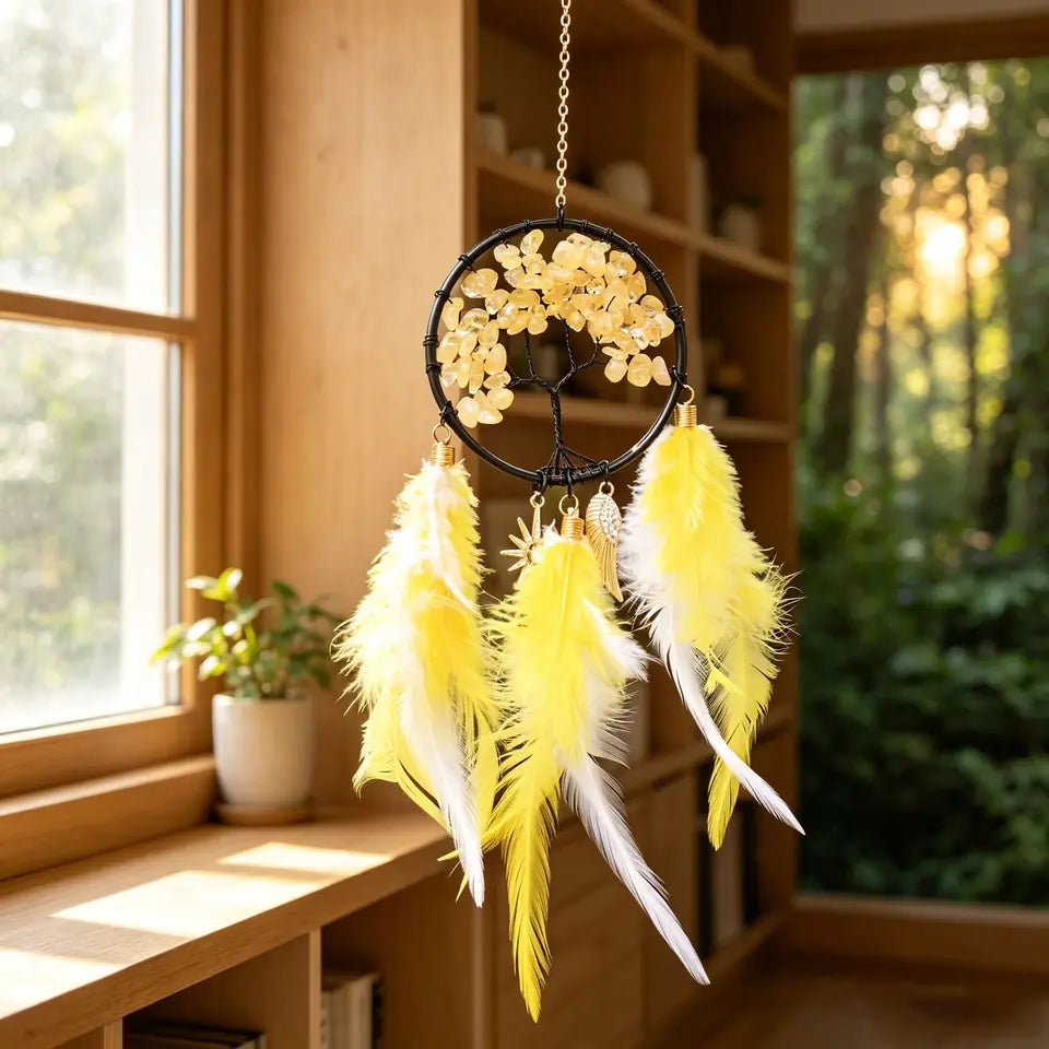 🌿 TODAY ONLY — SAVE 50% ✨ Crystal Tree of Life Feather Hanging | Colorful Boho Window & Wall Decor