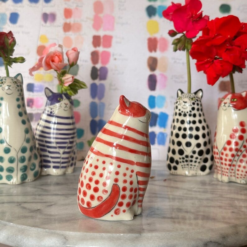 🔥LAST DAY 49% OFF - Polka Dot Cat Vase