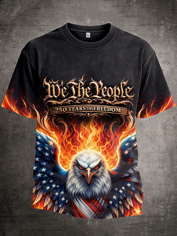 Men's We The People 250 Years Of Freedom Eagle Print Casual T-Shirt