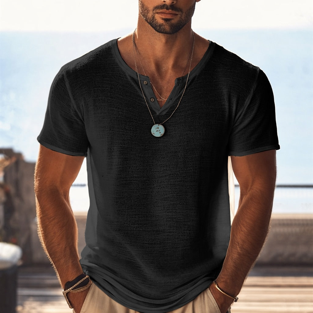 Men’s Lightweight Knit V-Neck T-Shirt - Black XL