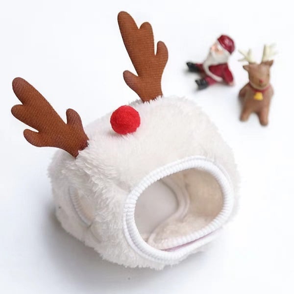 Dog and Cat Christmas Matching Costumes-Tree Pompon Hat & Reindeer Bib Set
