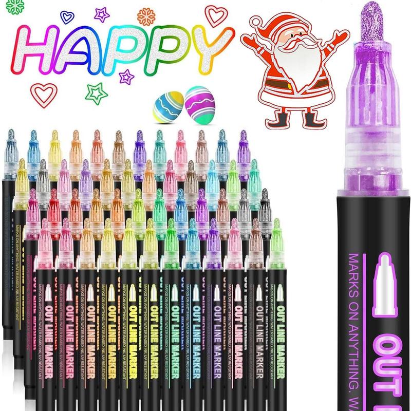🎉🎁Last Day 49% OFF - 🎉 Double Line Outline Art Pen Marker Pen