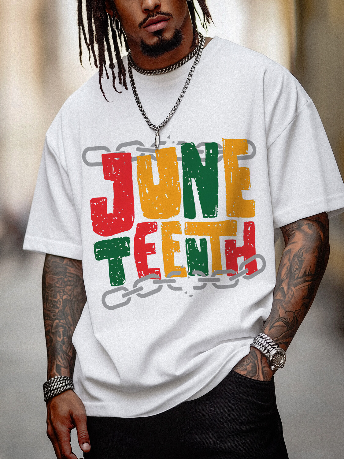 Men's June Teenth Black History Month Print Cotton Casual T-Shirt