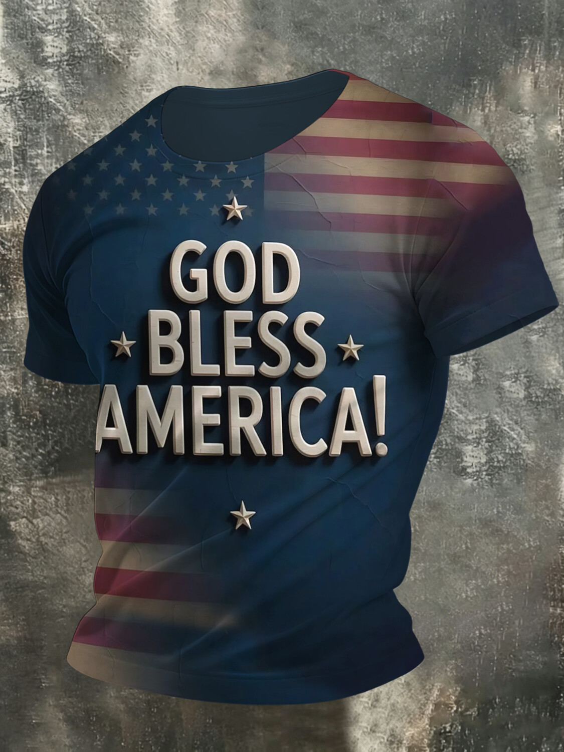 Men's God Bless America Flag Star Stripe Art Print T-Shirt