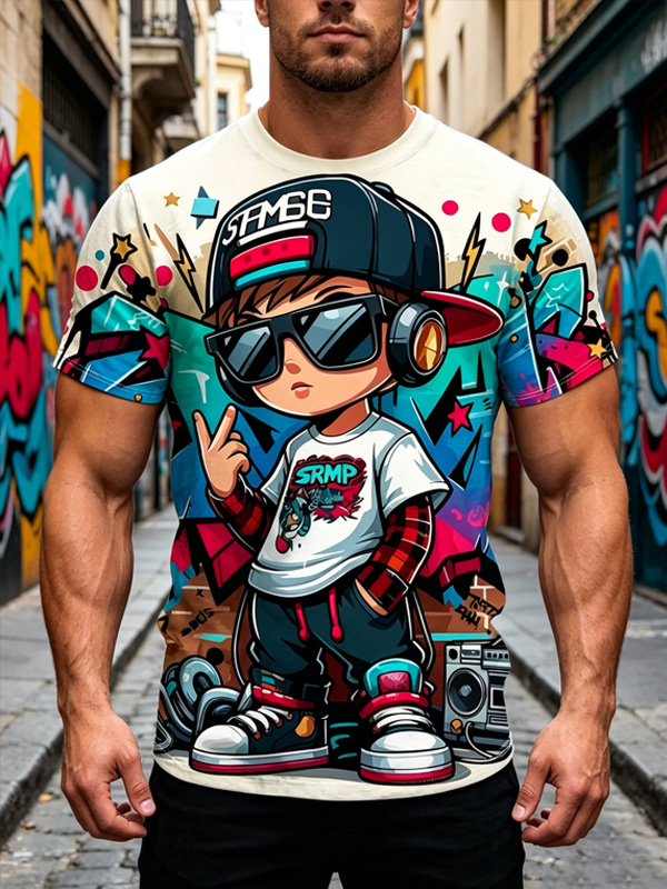 Men's Hip-Hop Man Music Art Print T-Shirt