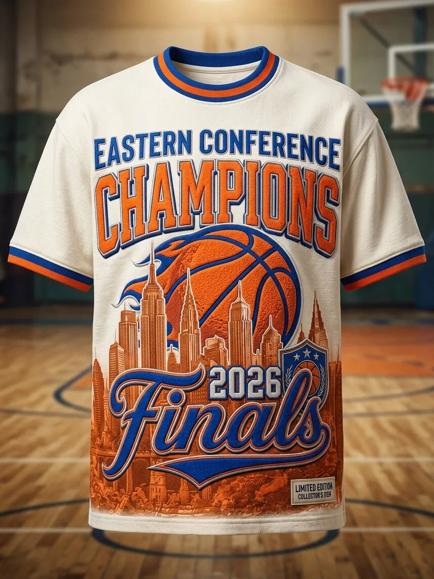 Men's Eastern Conference Champions 2026 Finals Basketball City Skyline Art Print T-Shirt