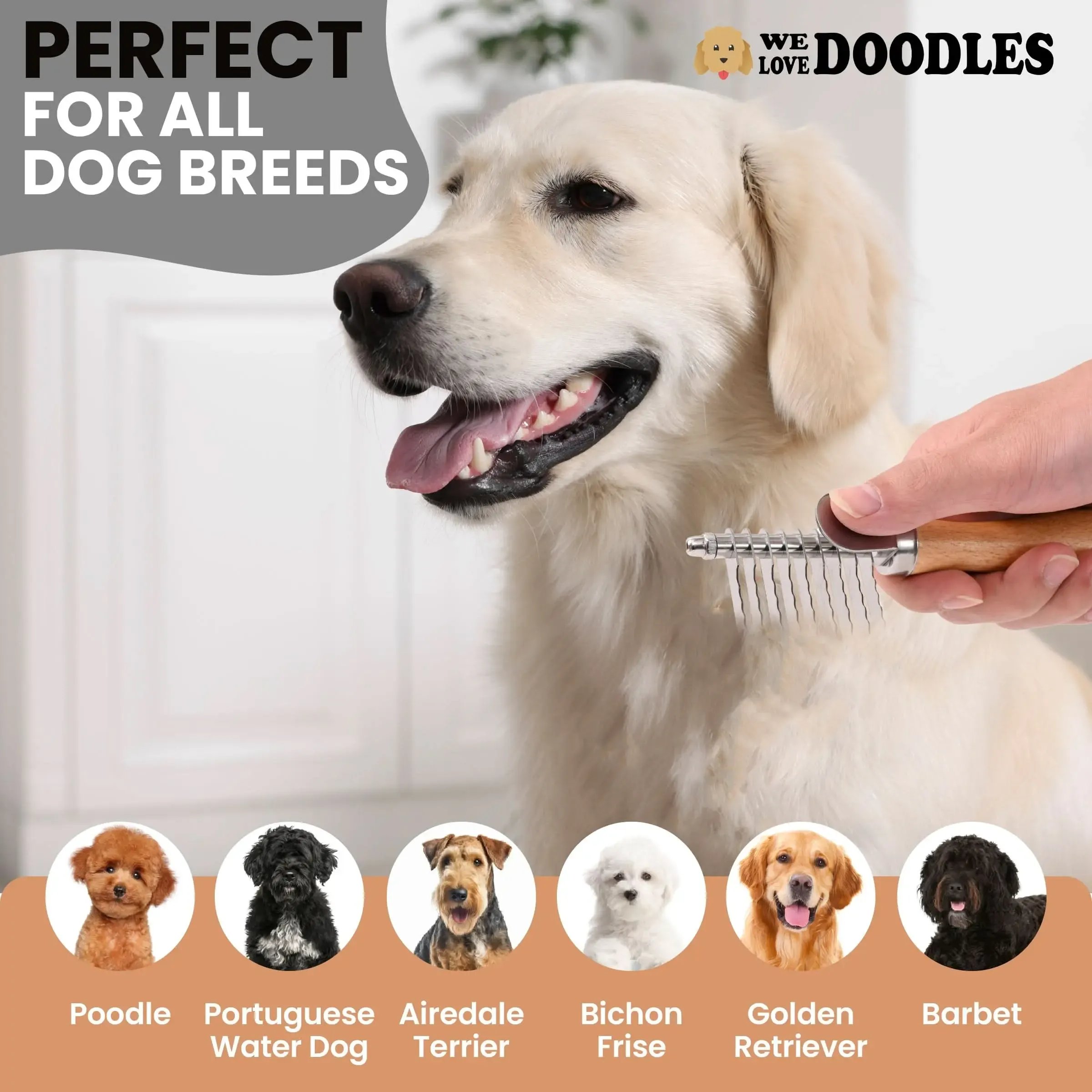 Professional Dog Dematting Rake Gentle Grooming Brush for Dogs and Cats