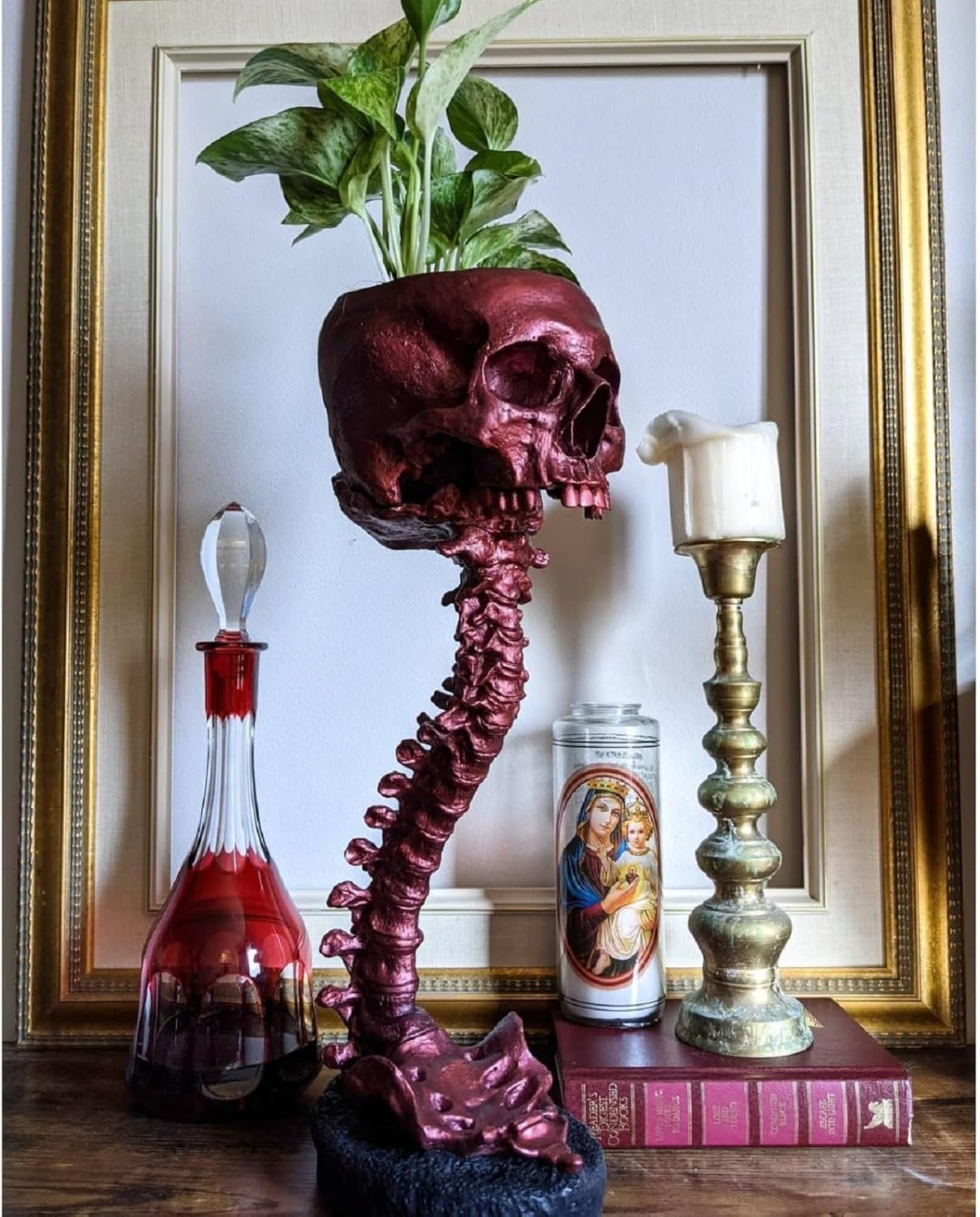 🔥BUY 2 FREE SHIPPING✨💀Skull Planter with Spine Stand