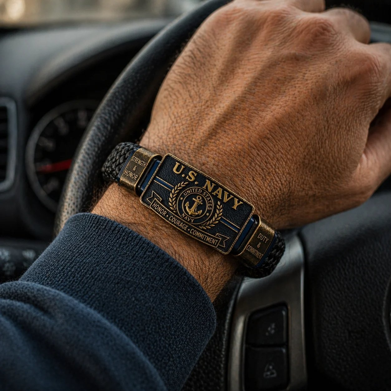 🚢U.S. NAVY “Honor • Courage • Commitment” Bracelet