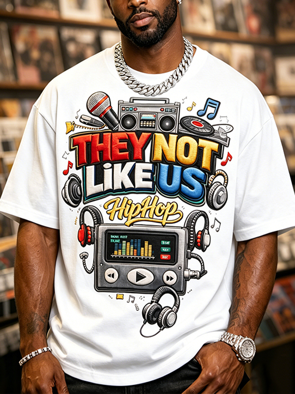Men's They Not Like Us Print Cotton Casual T-Shirt
