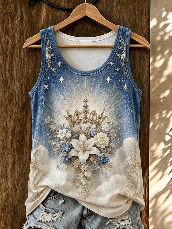 Women's Assumption Of Mary Print Casual Tank Top