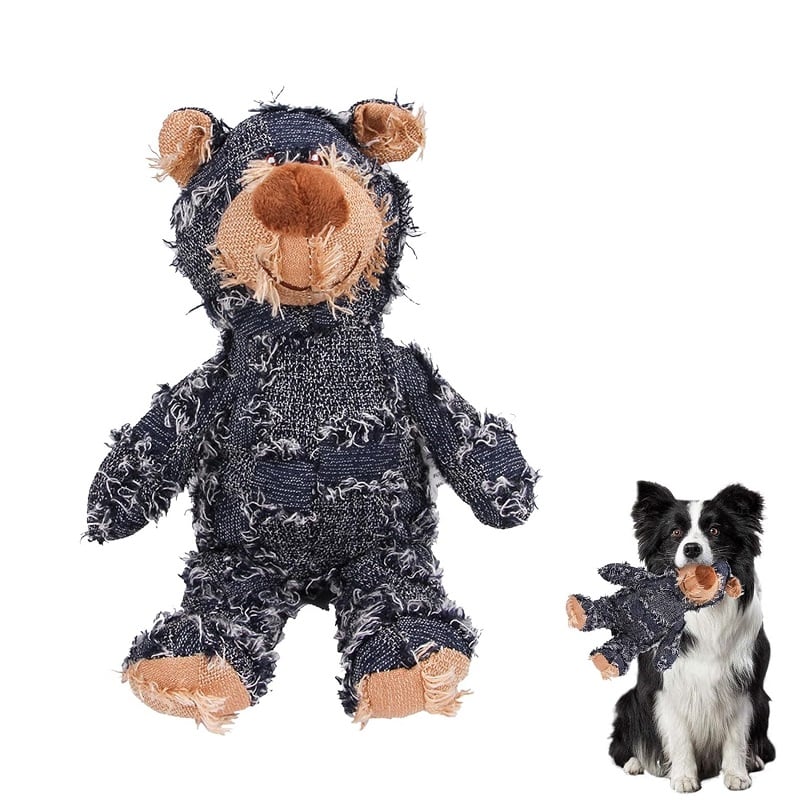 Indestructible Robust Teddy Bear Dog Toy - Training Interactive Play Dog Toys for Aggressive Chewers
